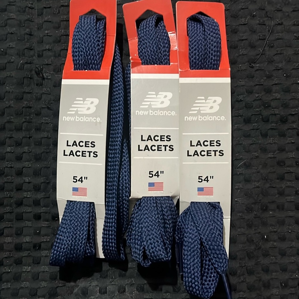 New Balance laces lacets 54inch navy blue flat tube sneaker shoe laces LOT OF 3